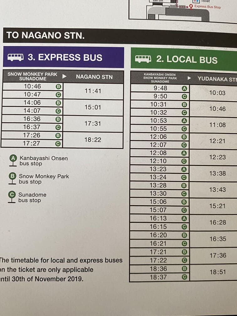 Autobús de vuelta a la estación de Yudanaka