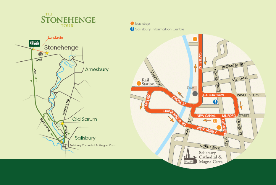 Mapa de paradas The Stonehenge Tour