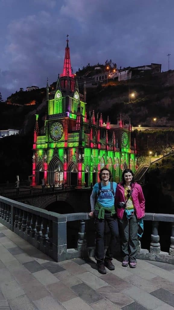 Santuario de las Lajas por la. noche, Ipiales, Colombia